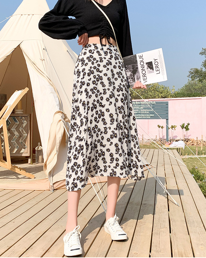 Light chiffon daisy floral skirt Super X Studio